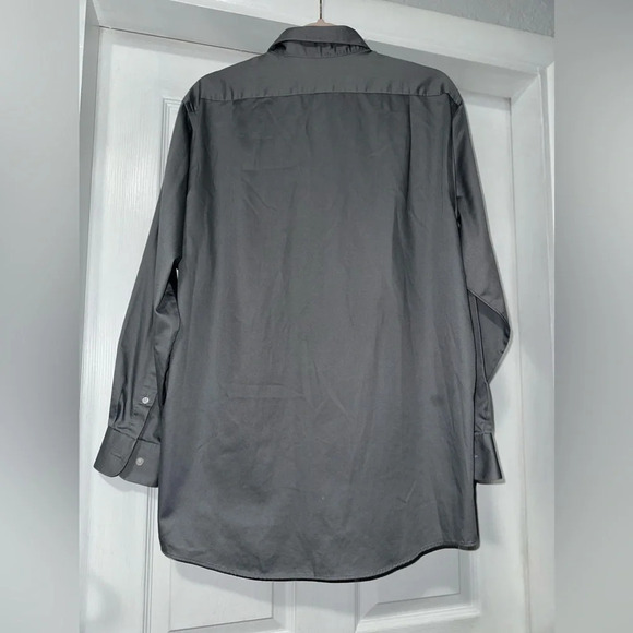 Van Heusen Gray Lux Sateen, Regular Fit Button Down Dress Shirt - Picture 6 of 7